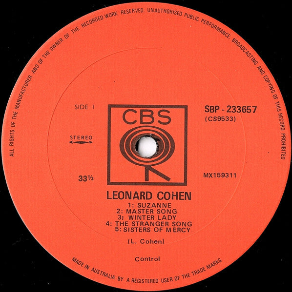 Leonard Cohen – Songs Of Leonard Cohen LP vinyl record, image 3 of 4