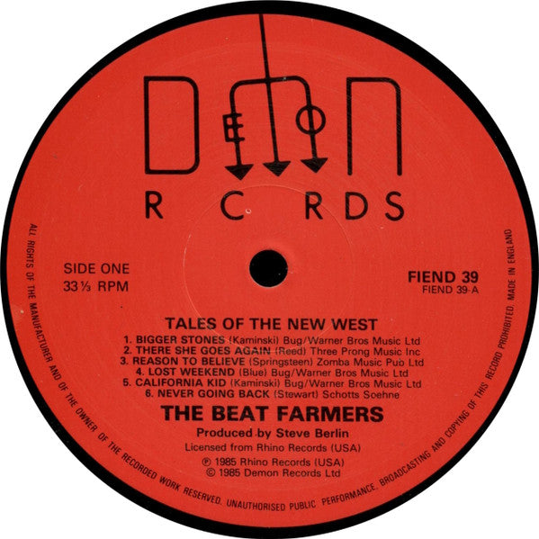 The Beat Farmers – Tales Of The New West LP vinyl record, image 3 of 4