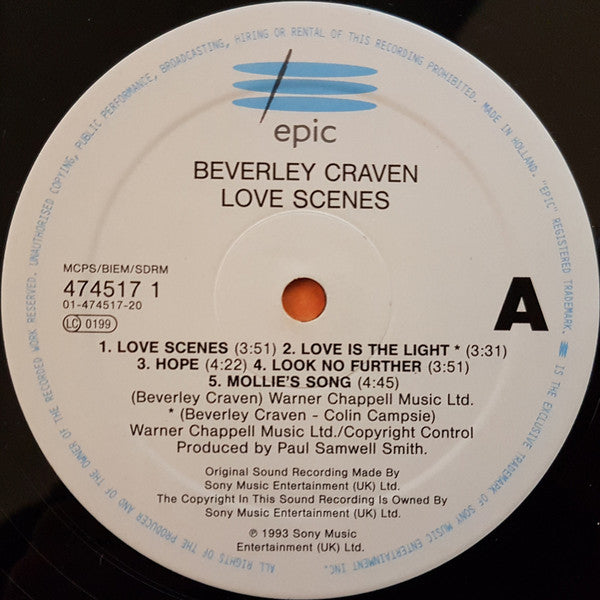 Beverley Craven – Love Scenes LP vinyl record, image 3 of 7