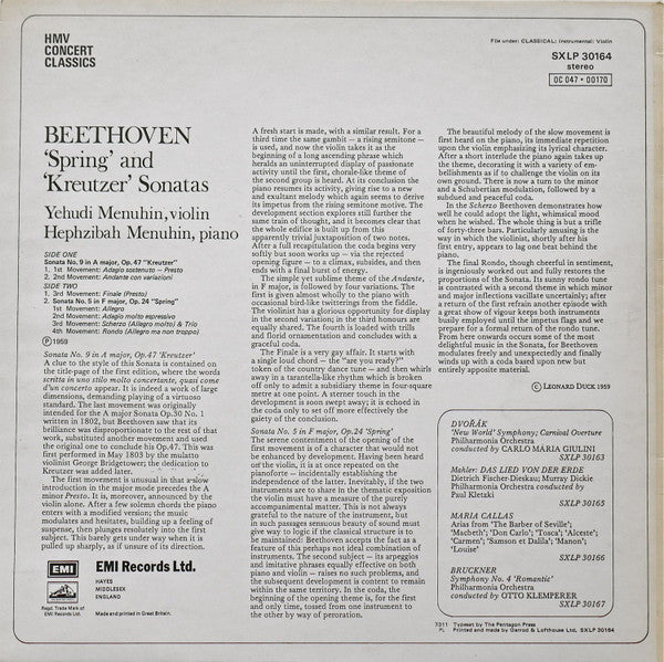 Ludwig van Beethoven, Yehudi Menuhin, Hephzibah Menuhin – 'Spring' And 'Kreutzer' Sonatas LP vinyl record, image 2 of 7