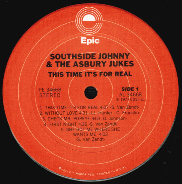 Southside Johnny & The Asbury Jukes – This Time It's For Real LP vinyl record, image 3 of 4