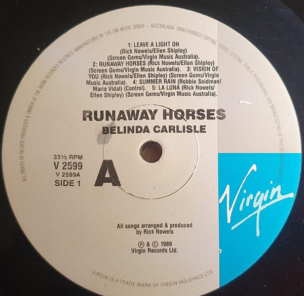 Belinda Carlisle – Runaway Horses LP vinyl record, image 3 of 6