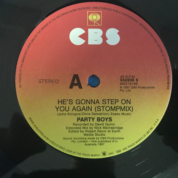 The Party Boys – He's Gonna Step On You Again (Stompmix) 12" vinyl record, image 2 of 3