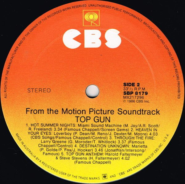 Various – Top Gun (Original Motion Picture Soundtrack) LP vinyl record, image 5 of 7