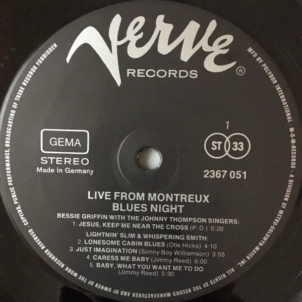 Lightning Slim, Whispering Smith, Doctor Ross, Jimmy Dawkins, Bessie Griffin – Blues Night - Live From Montreux (2xLP) LP vinyl record, image 3 of 3