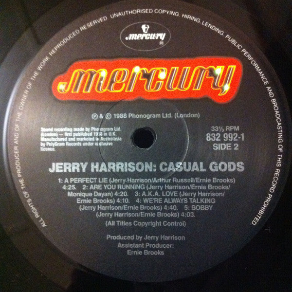 Jerry Harrison: Casual Gods – Casual Gods LP vinyl record, image 7 of 7