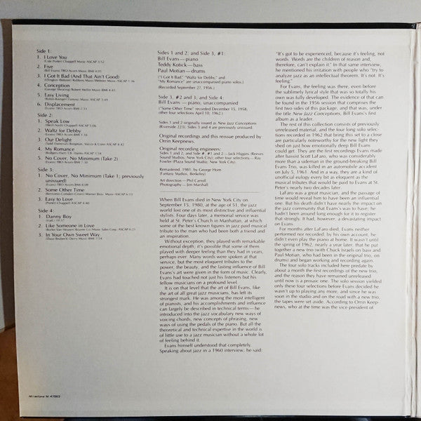 Bill Evans – Conception (2xLP) LP vinyl record, image 2 of 8