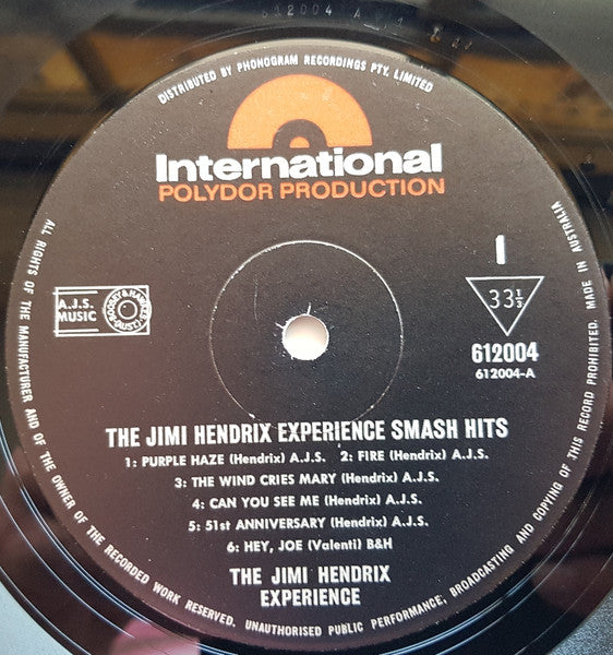 The Jimi Hendrix Experience – Smash Hits LP vinyl record, image 3 of 4
