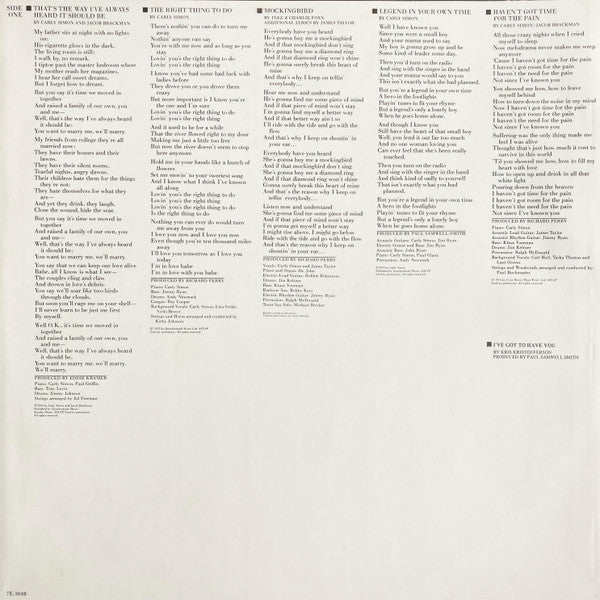 Carly Simon – The Best Of Carly Simon LP vinyl record, image 6 of 6