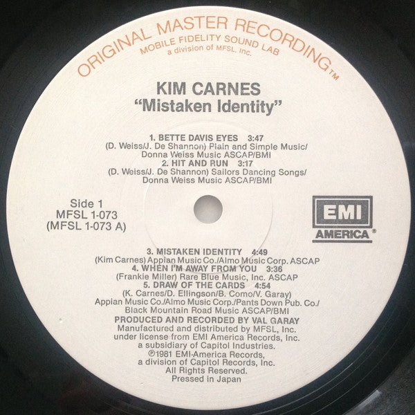 Kim Carnes – Mistaken Identity LP vinyl record, image 3 of 6