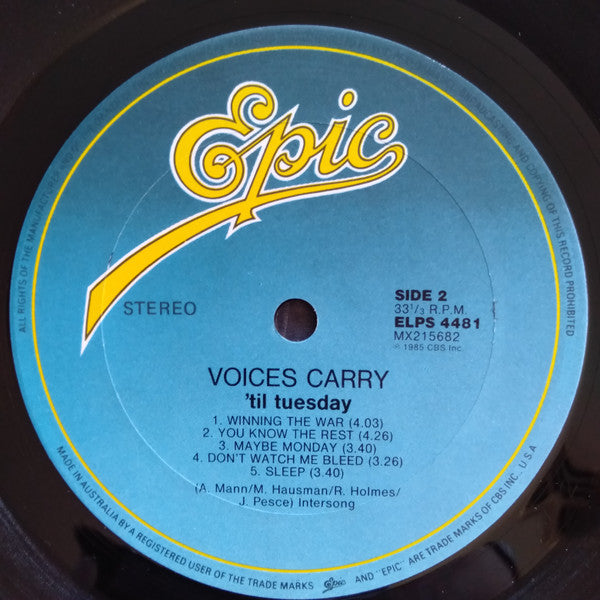 'Til Tuesday – Voices Carry LP vinyl record, image 6 of 6