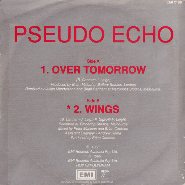 Pseudo Echo – Over Tomorrow 7" vinyl record, image 2 of 4
