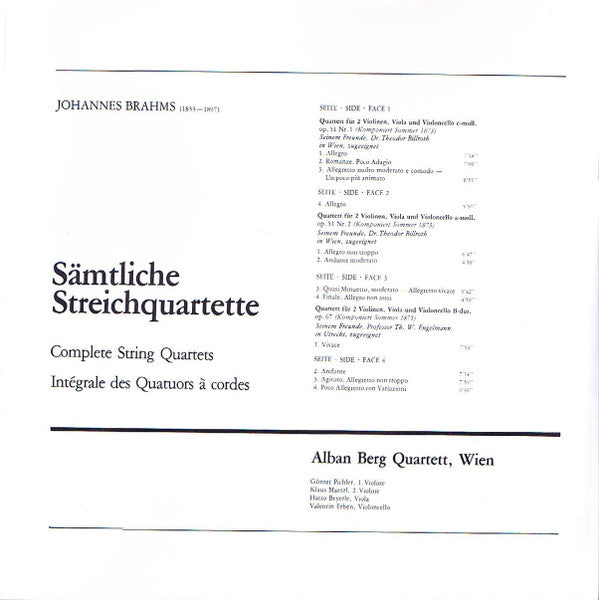 Johannes Brahms, Alban Berg Quartett – Sämtliche Streichquartette = Complete String Quartets = Intégrales Des Quatuors A Cordes (2xLP) LP vinyl record, image 8 of 9