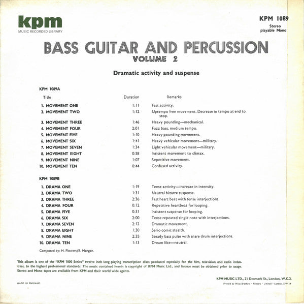 Herbie Flowers, Barry Morgan – Bass Guitar And Percussion - Volume 2 LP vinyl record, image 2 of 4