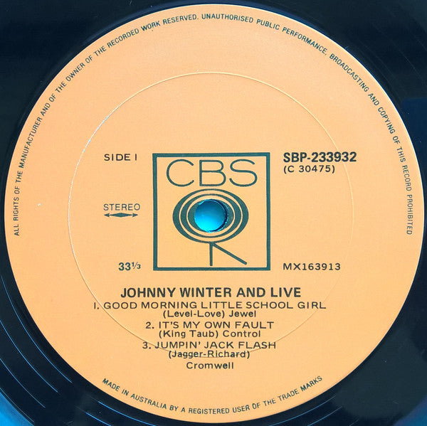 Johnny Winter And – Live Johnny Winter And LP vinyl record, image 3 of 4