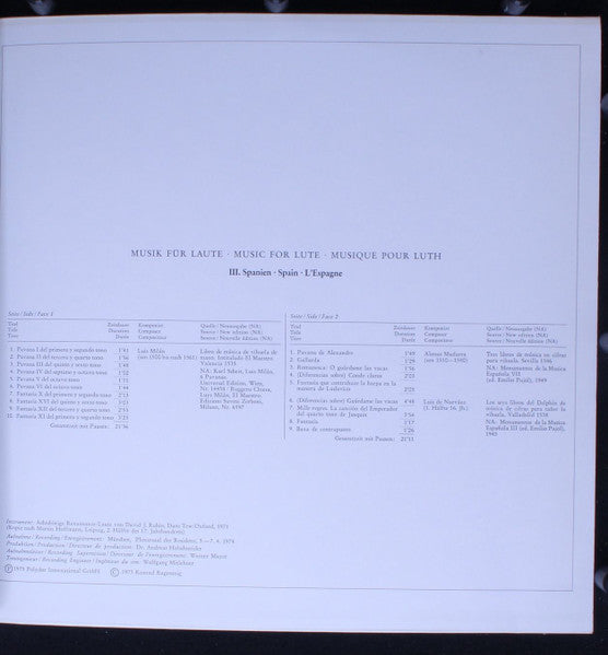 Konrad Ragossnig – Musik Für Laute, III. Spanien LP vinyl record, image 3 of 6