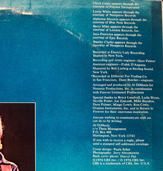Al Di Meola – Land Of The Midnight Sun LP vinyl record, image 3 of 5