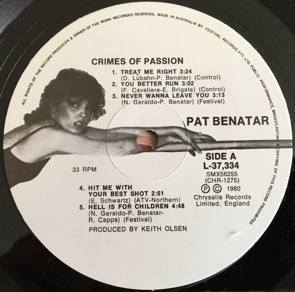 Pat Benatar – Crimes Of Passion LP vinyl record, image 3 of 4