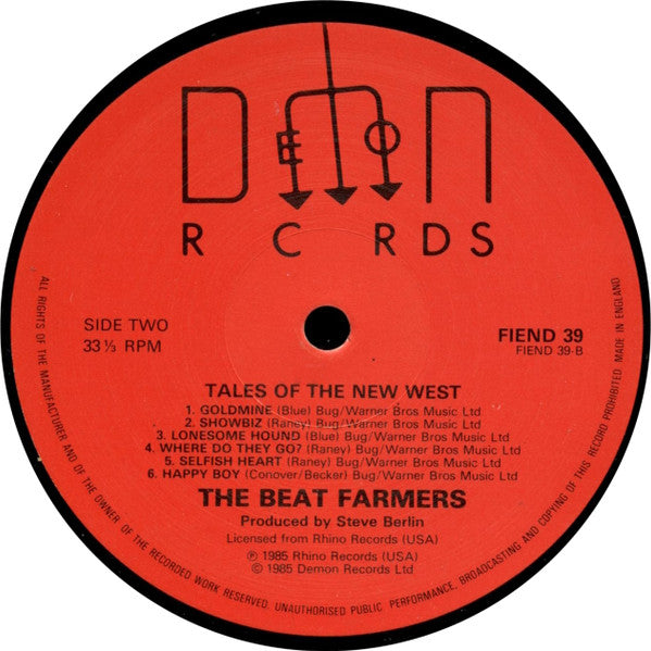 The Beat Farmers – Tales Of The New West LP vinyl record, image 4 of 4