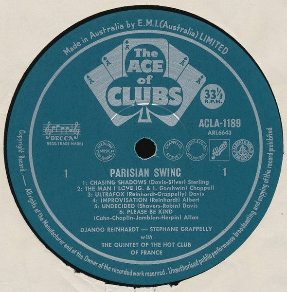 Django Reinhardt, Stéphane Grappelli, Quintette Du Hot Club De France – Parisian Swing LP vinyl record, image 3 of 4