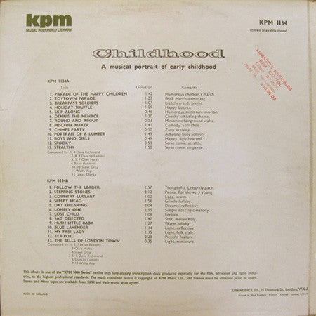 Various – Childhood LP vinyl record, image 2 of 2