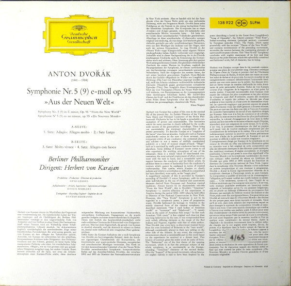 Antonín Dvořák, Berliner Philharmoniker, Herbert von Karajan – Symphonie »Aus Der Neuen Welt« LP vinyl record, image 2 of 4