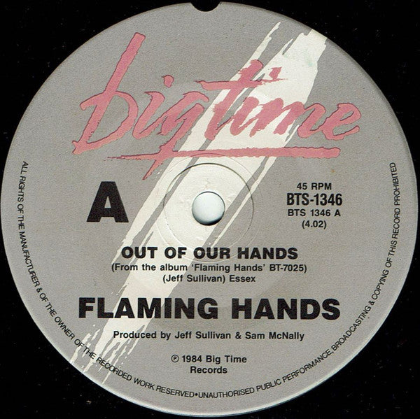 Flaming Hands – Out Of Our Hands 7" vinyl record, image 3 of 5
