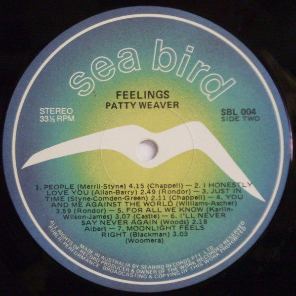 Patty Weaver – Feelings LP vinyl record, image 4 of 4