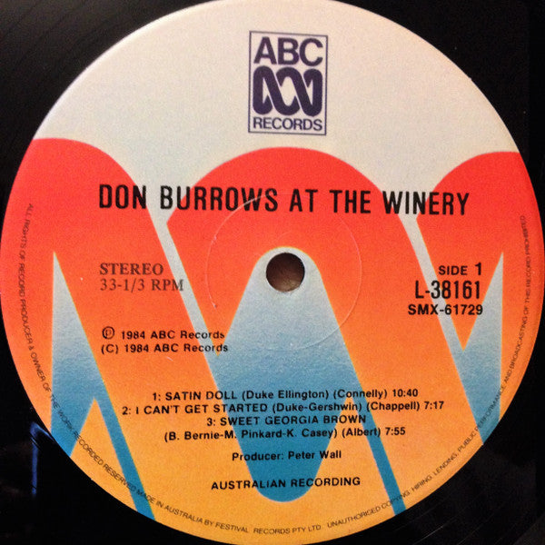 Don Burrows – Burrows At The Winery LP vinyl record, image 4 of 5
