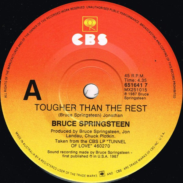 Bruce Springsteen – Tougher Than The Rest 7" vinyl record, image 3 of 4