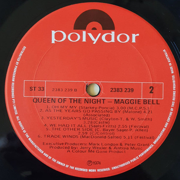 Maggie Bell – Queen Of The Night LP vinyl record, image 3 of 3