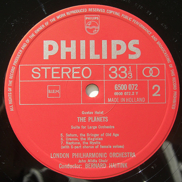 Gustav Holst, London Philharmonic Orchestra, Bernard Haitink – The Planets LP vinyl record, image 4 of 5