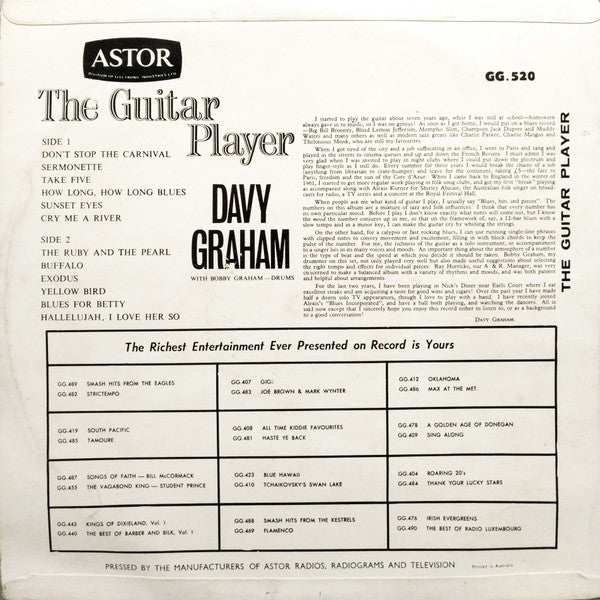 Davy Graham – The Guitar Player LP vinyl record, image 3 of 3