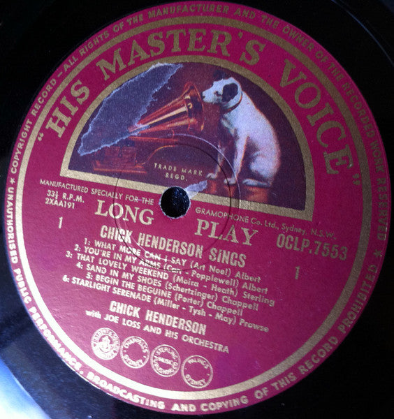 Chick Henderson, Joe Loss & His Orchestra – Chick Henderson Sings Begin The Beguine LP vinyl record, image 4 of 4