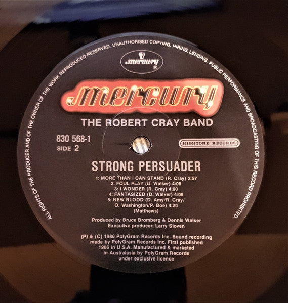 Robert Cray – Strong Persuader LP vinyl record, image 4 of 4