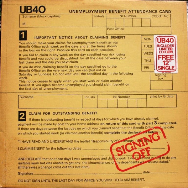 UB40 – Signing Off LP vinyl record, image 1 of 9