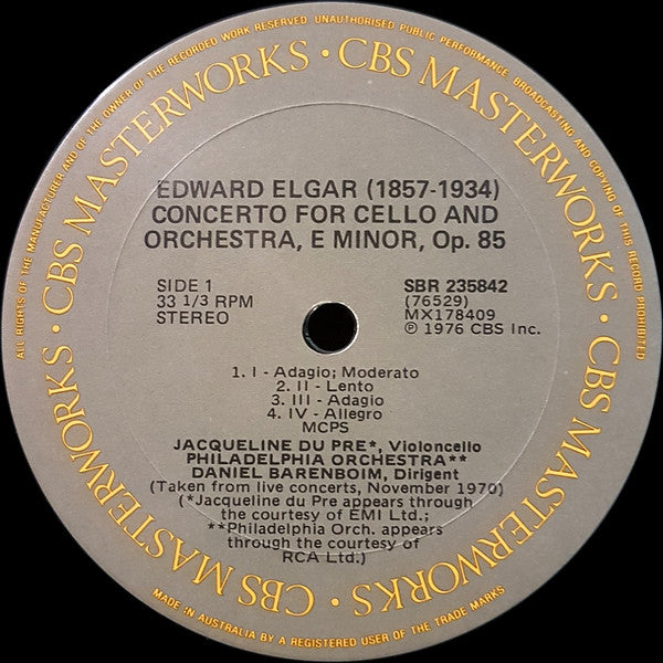 Sir Edward Elgar, Jacqueline du Pré, Daniel Barenboim, The Philadelphia Orchestra, London Philharmonic Orchestra – Cello Concerto, Op. 85 / Enigma Variations LP vinyl record, image 3 of 4
