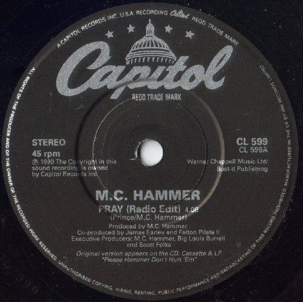 MC Hammer – Pray 7" vinyl record, image 3 of 4