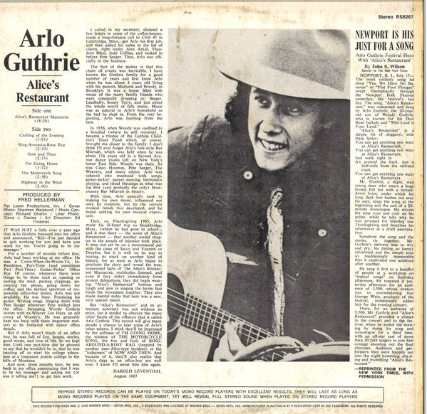 Arlo Guthrie – Alice's Restaurant LP vinyl record, image 2 of 4