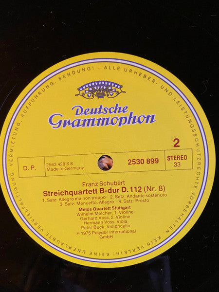 Franz Schubert, Melos Quartett – Streichquartette = String Quartets Es-Dur = In E Flat Major D.87 ∙ B-Dur = In B Flat Major D.112 LP vinyl record, image 4 of 4