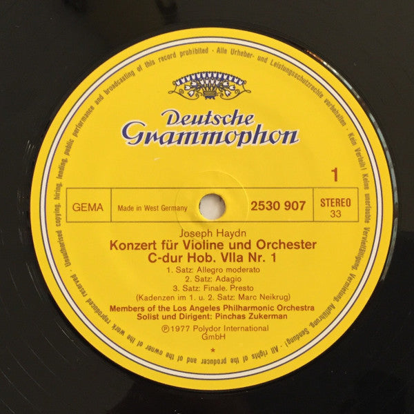 Joseph Haydn, Pinchas Zukerman, Los Angeles Philharmonic Orchestra – Violinkonzert Nr. 1 = Violin Concerto No. 1 / Sinfonia Concertante LP vinyl record, image 3 of 4