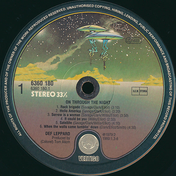 Def Leppard – On Through The Night LP vinyl record, image 3 of 4