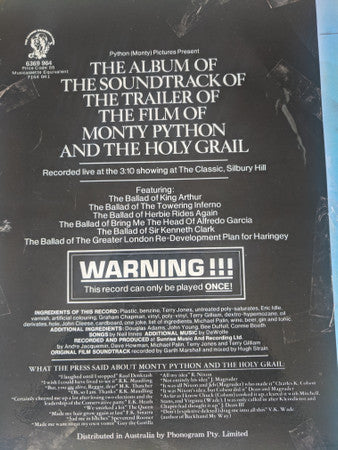 Monty Python – The Album Of The Soundtrack Of The Trailer Of The Film Of Monty Python And The Holy Grail (Executive Version) LP vinyl record, image 5 of 5