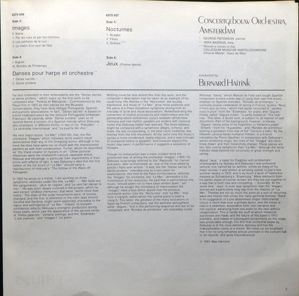 Claude Debussy, Concertgebouworkest, Bernard Haitink – Famous Orchestral Works (3xLP) LP vinyl record, image 10 of 10