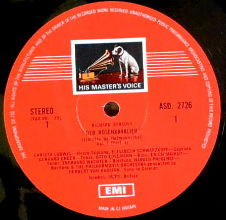 Elisabeth Schwarzkopf, Otto Edelmann, Christa Ludwig, Teresa Stich-Randall, Eberhard Wächter, Philharmonia Orchestra, Herbert Von Karajan, Richard Strauss – Der Rosenkavalier (4xLP) LP vinyl record, image 2 of 2