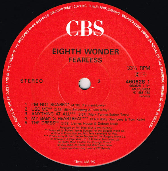 Eighth Wonder – Fearless LP vinyl record, image 4 of 5