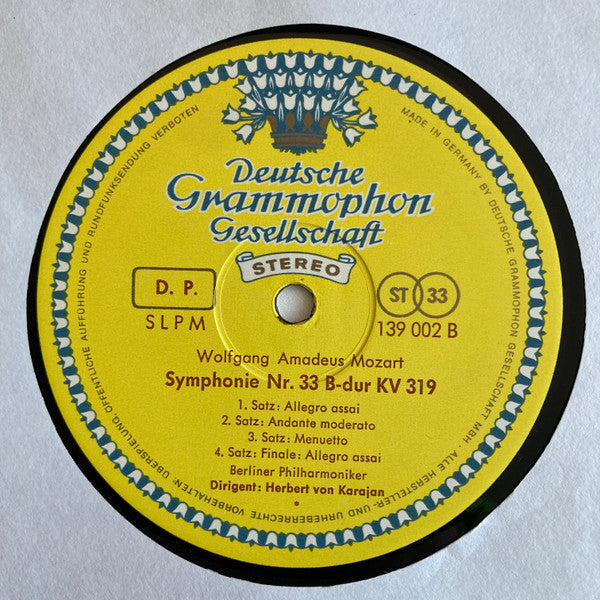 Wolfgang Amadeus Mozart, Herbert Von Karajan, Berliner Philharmoniker – Symphonien Nr.29 KV 201 • Nr.33 KV 319 LP vinyl record, image 4 of 4