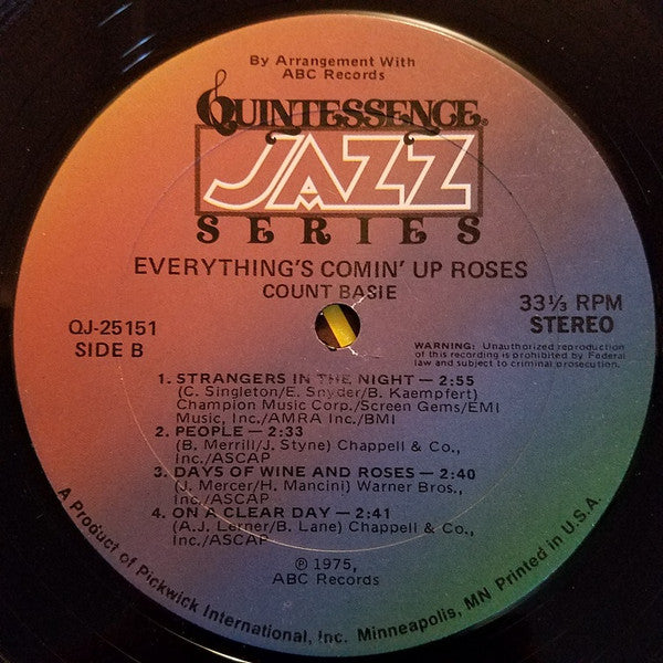 Count Basie – Everything's Comin' Up Roses LP vinyl record, image 4 of 4