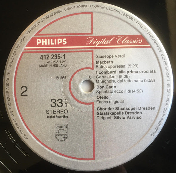 Giuseppe Verdi, Staatskapelle Dresden, Chor der Staatsoper Dresden, Silvio Varviso – Verdi Opera Choruses - Aïda • Macbeth • Il Trovatore • Nabucco • Otello • I Lombardi • Don Carlos LP vinyl record, image 4 of 5