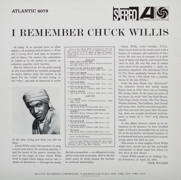 Chuck Willis – I Remember Chuck Willis LP vinyl record, image 2 of 5